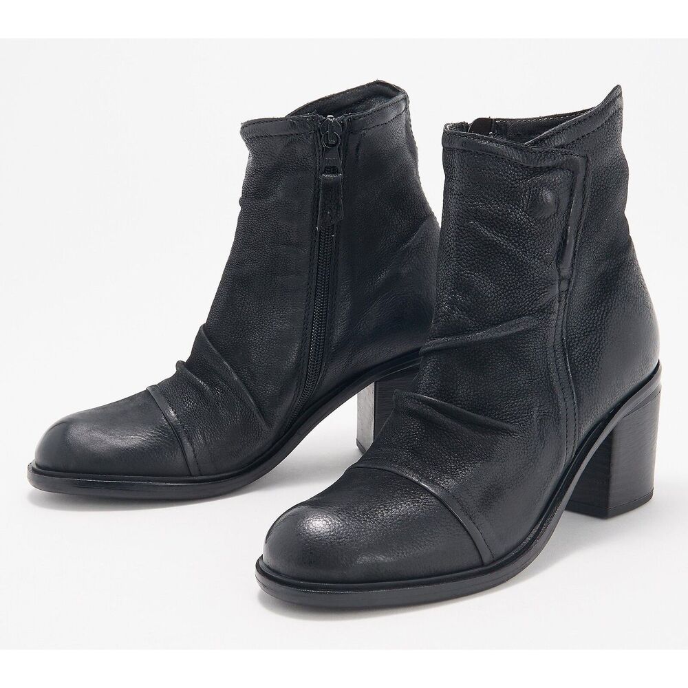 New Miz Mooz Womens Jordy Leather Heeled Boots Black Size EU 36 US 5.5-6 - Picture 1 of 4